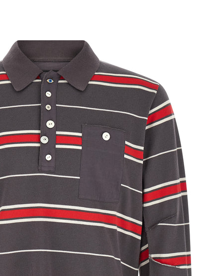Polo Shirt by Undercover for men in cotton gray, light-grey & striped showcases a enviable silhouette, featuring a refined and for a enviable finish.