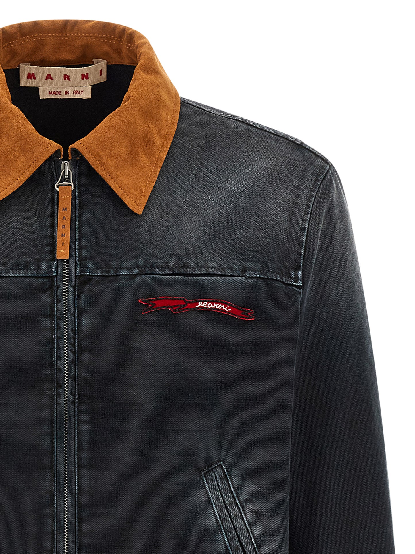 Trucker Jacket by Marni for men in denim cotton gray & signature features an contemporary silhouette, showcasing a sophisticated shirt-collar neckline and contemporary pockets for a truly refined look.
