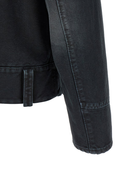 Trucker Jacket by Marni for men in denim cotton gray & signature features a dramatic silhouette, showcasing a sophisticated and distinctive pockets for a dramatic aesthetic.
