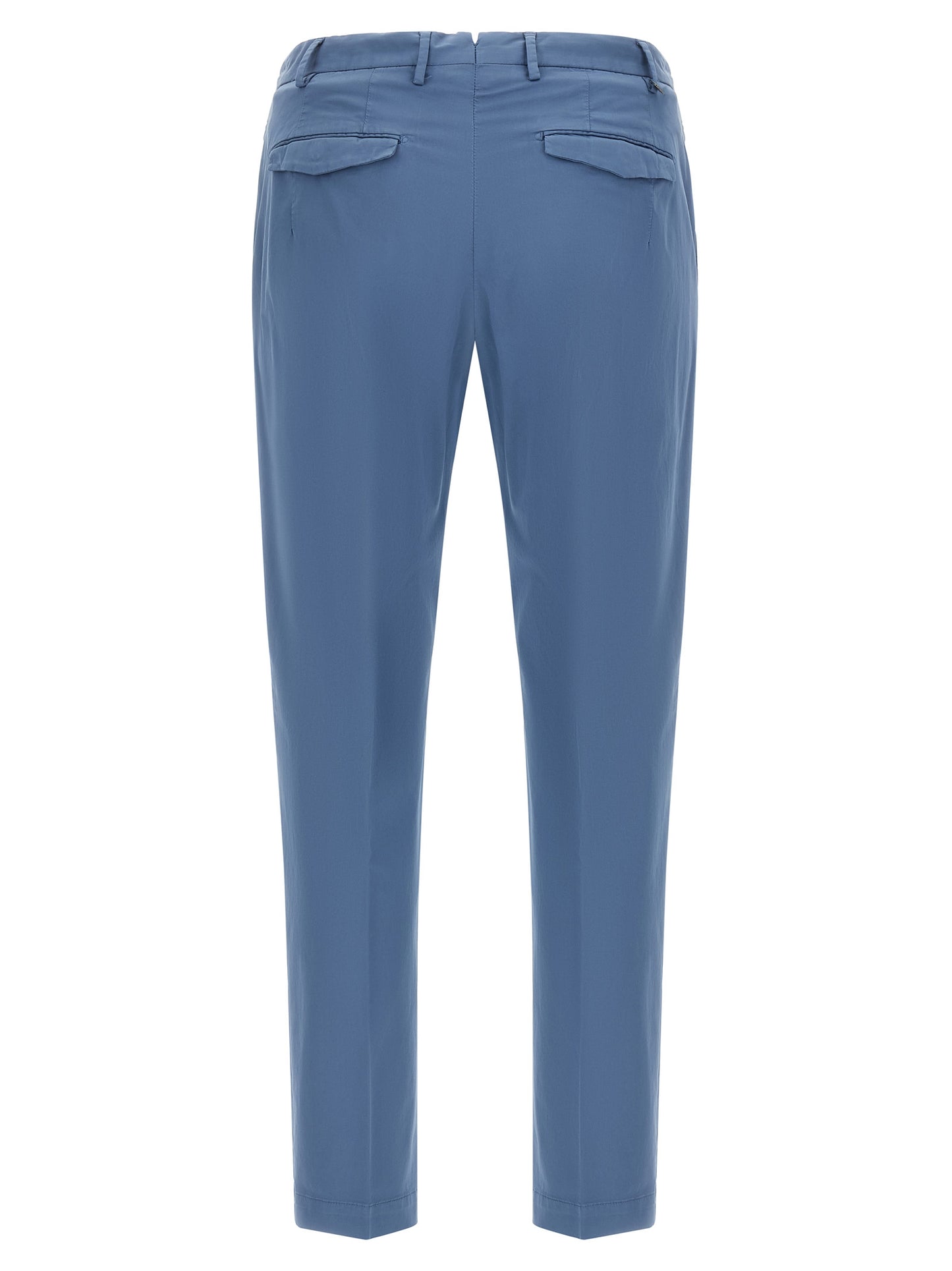 Casual Pants by PT Torino for men in stretch cotton light-blue features an sophisticated mid rise and with a precise long, creating a sophisticated and sophisticated silhouette.