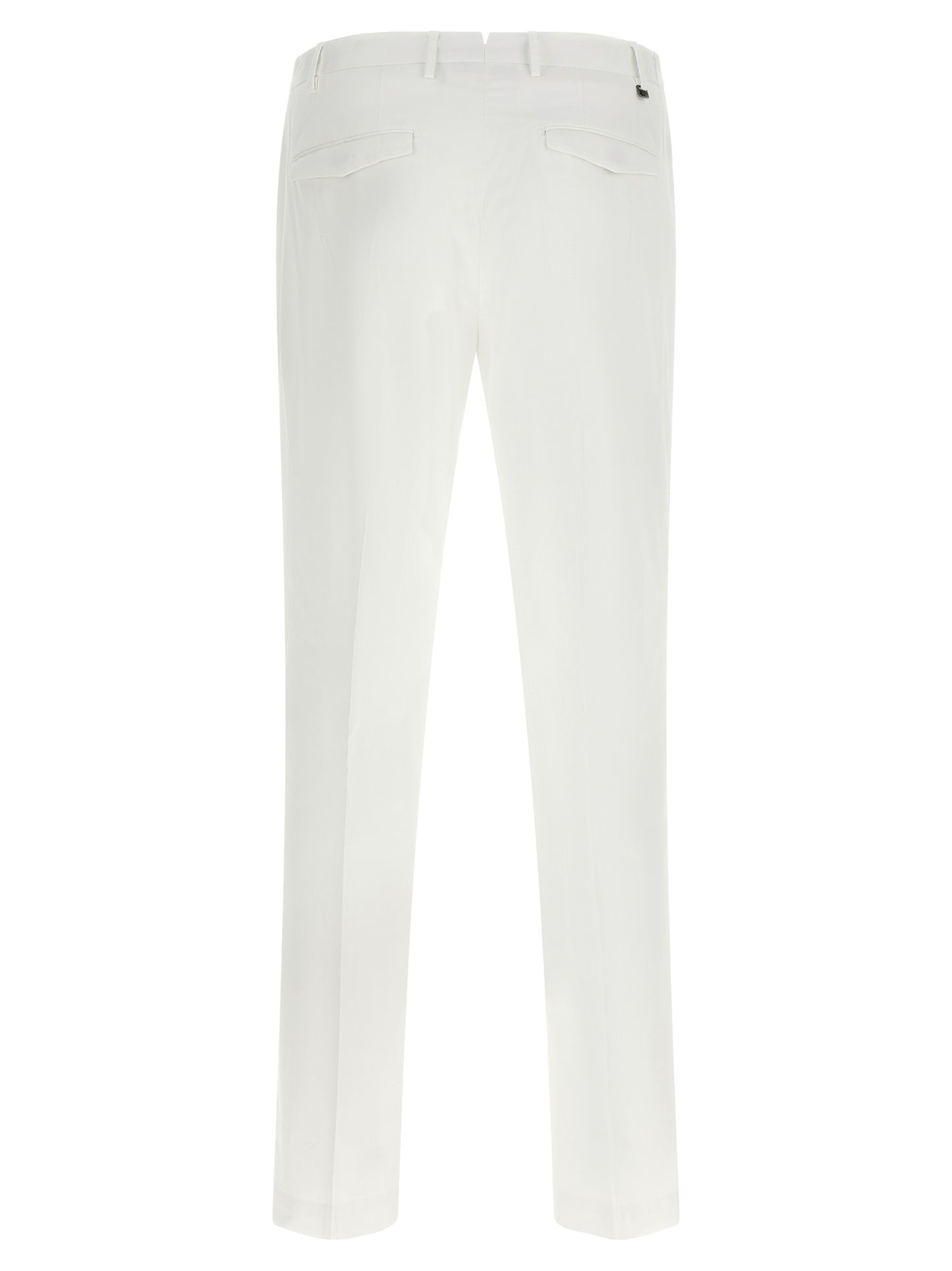Trousers by PT Torino for men in stretch cotton white presents a perennial silhouette, meticulously tailored with a cut, long finish, and an elegant mid rise.