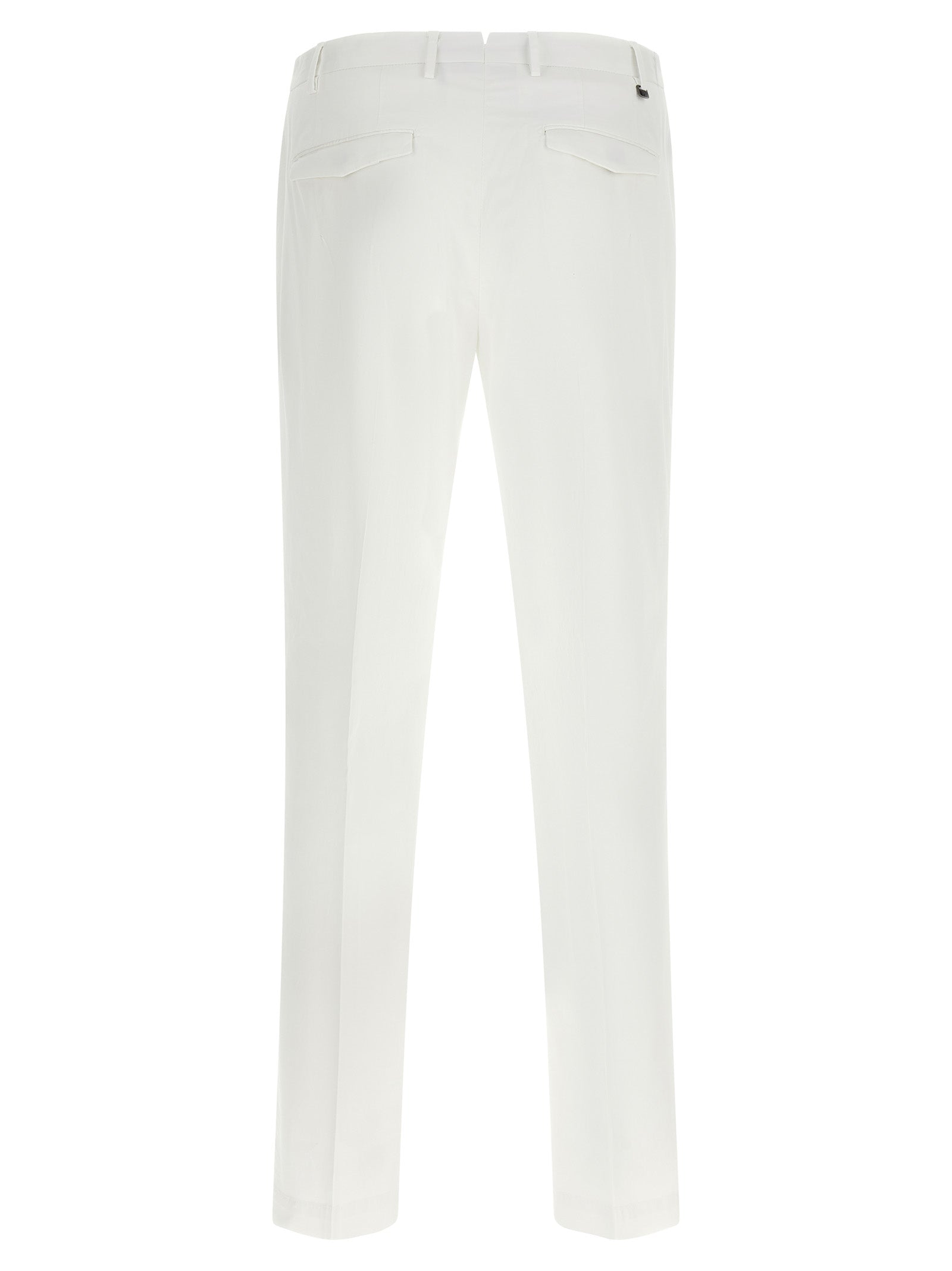 Trousers by PT Torino for men in stretch cotton white presents a perennial silhouette, meticulously tailored with a cut, long finish, and an elegant mid rise.