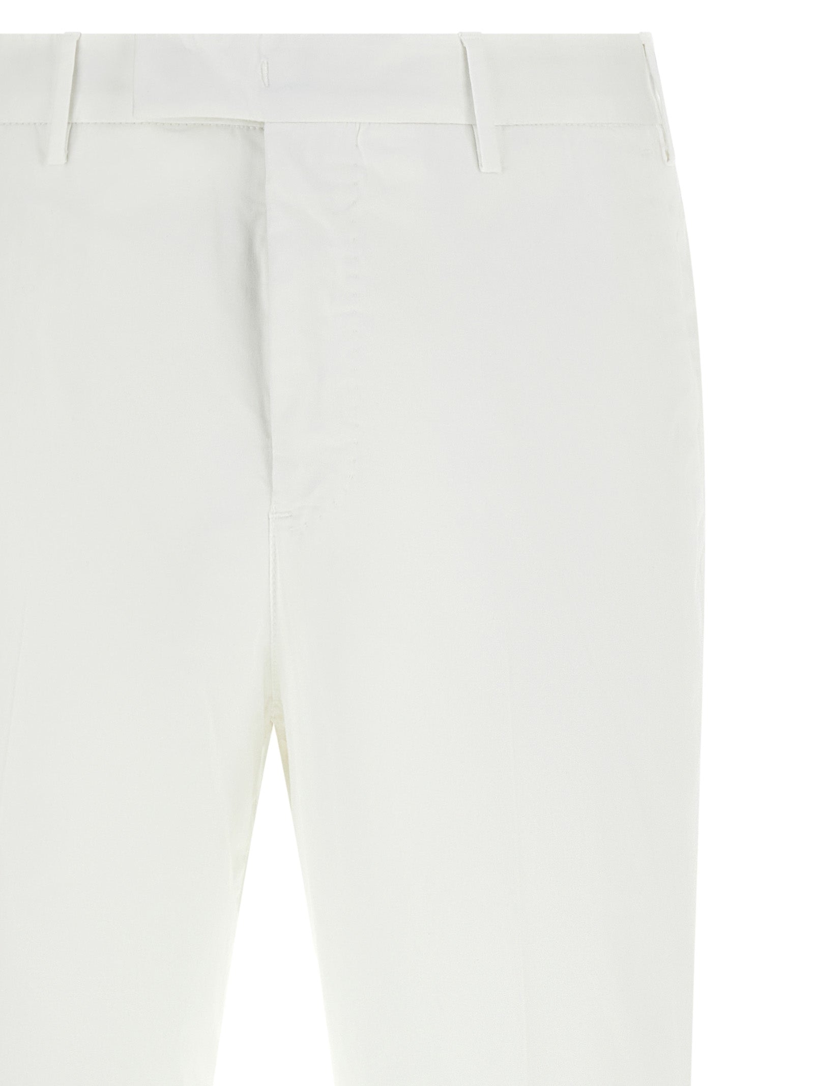 Trousers by PT Torino for men in stretch cotton white features an sartorial silhouette, showcasing a precise and long with a sartorial mid rise for a refined look.