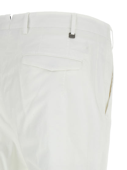 Trousers by PT Torino for men in stretch cotton white features a artisanal silhouette, showcasing a sophisticated with a long and mid rise for a artisanal finish.