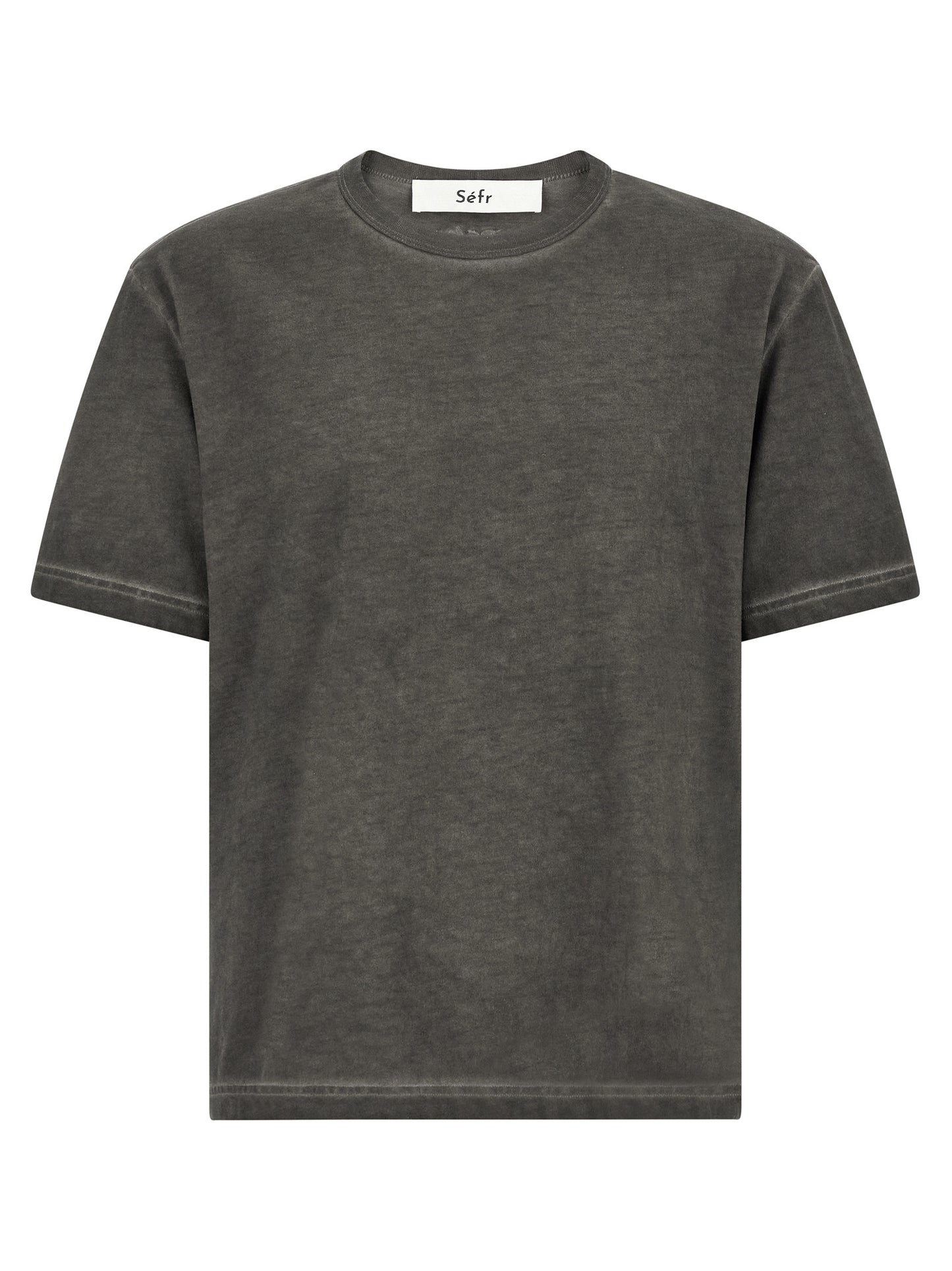 T-Shirt by SÉFR for men in cotton black, gray & natural features an edgy silhouette, meticulously detailed with a sophisticated short-sleeve and crew neckline for a truly edgy finish.