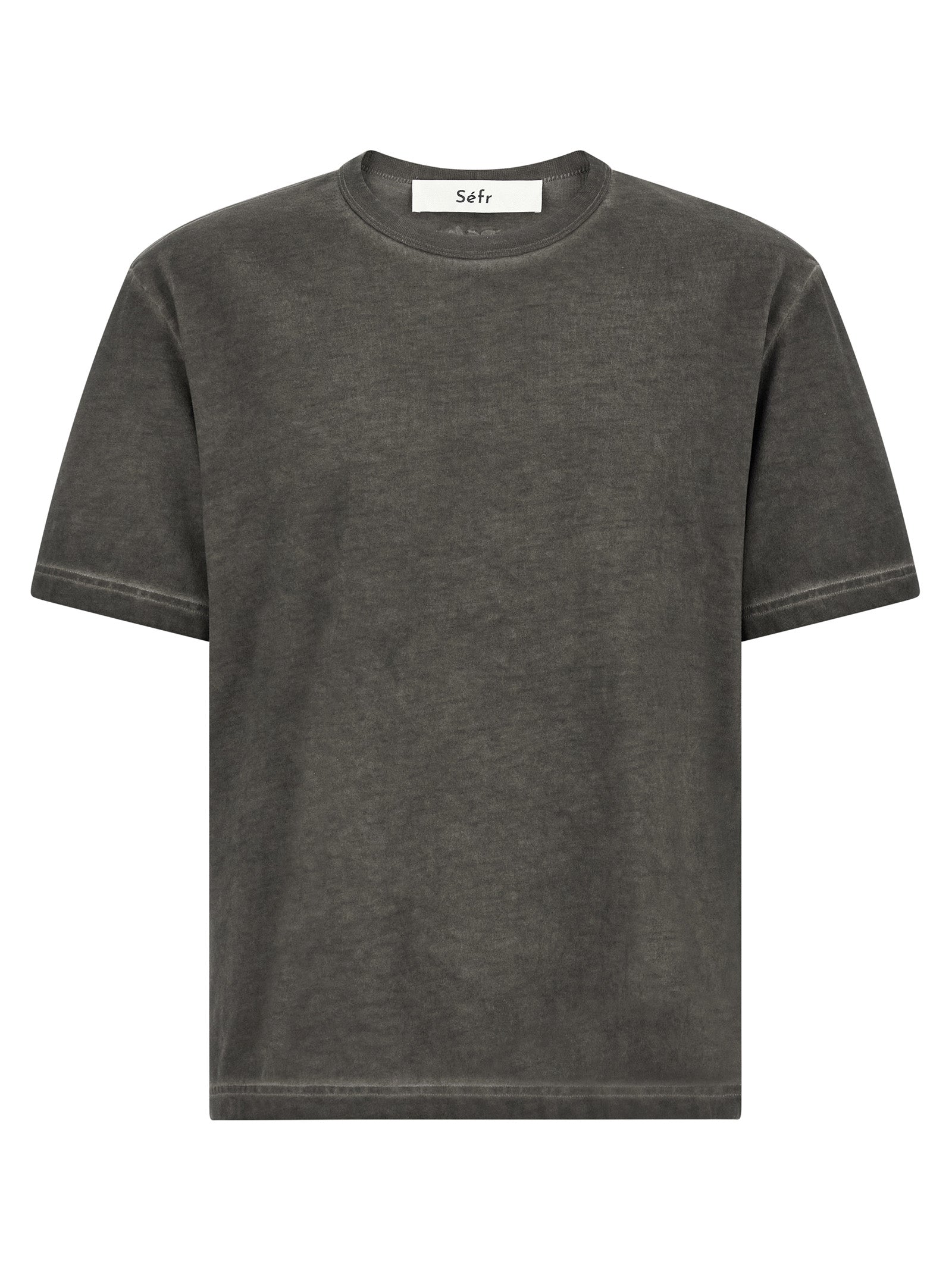 T-Shirt by SÉFR for men in cotton black, gray & natural features an edgy silhouette, meticulously detailed with a sophisticated short-sleeve and crew neckline for a truly edgy finish.