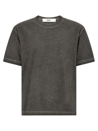 T-Shirt by SÉFR for men in cotton black, gray & natural features an edgy silhouette, meticulously detailed with a sophisticated short-sleeve and crew neckline for a truly edgy finish.