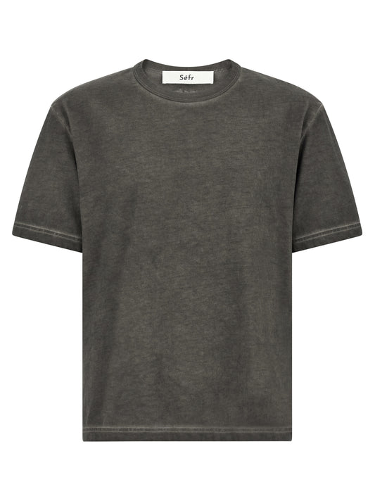 T-Shirt by SÉFR for men in cotton black, gray & natural showcases a unassuming silhouette, artfully detailed with a refined crew neckline and unassuming short-sleeve for a sophisticated, contemporary look.