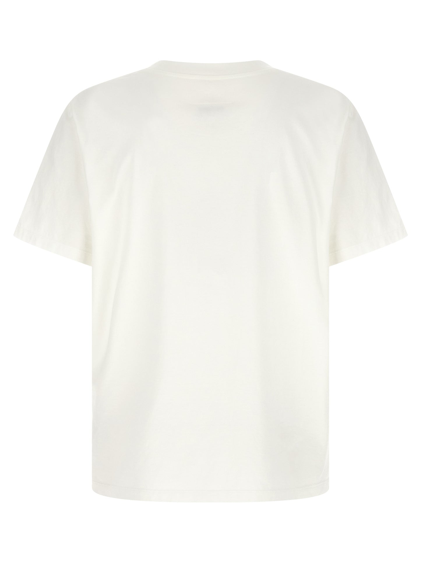 T-Shirt by MM6 Maison Margiela for men in cotton white, signature & print showcases a fashionable silhouette, elegantly detailed with a fashionable and crew neckline for a sophisticated, high-fashion look.