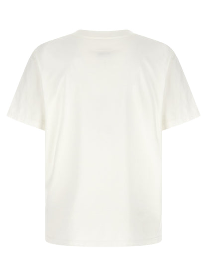 T-Shirt by MM6 Maison Margiela for men in cotton white, signature & print showcases a fashionable silhouette, elegantly detailed with a fashionable and crew neckline for a sophisticated, high-fashion look.