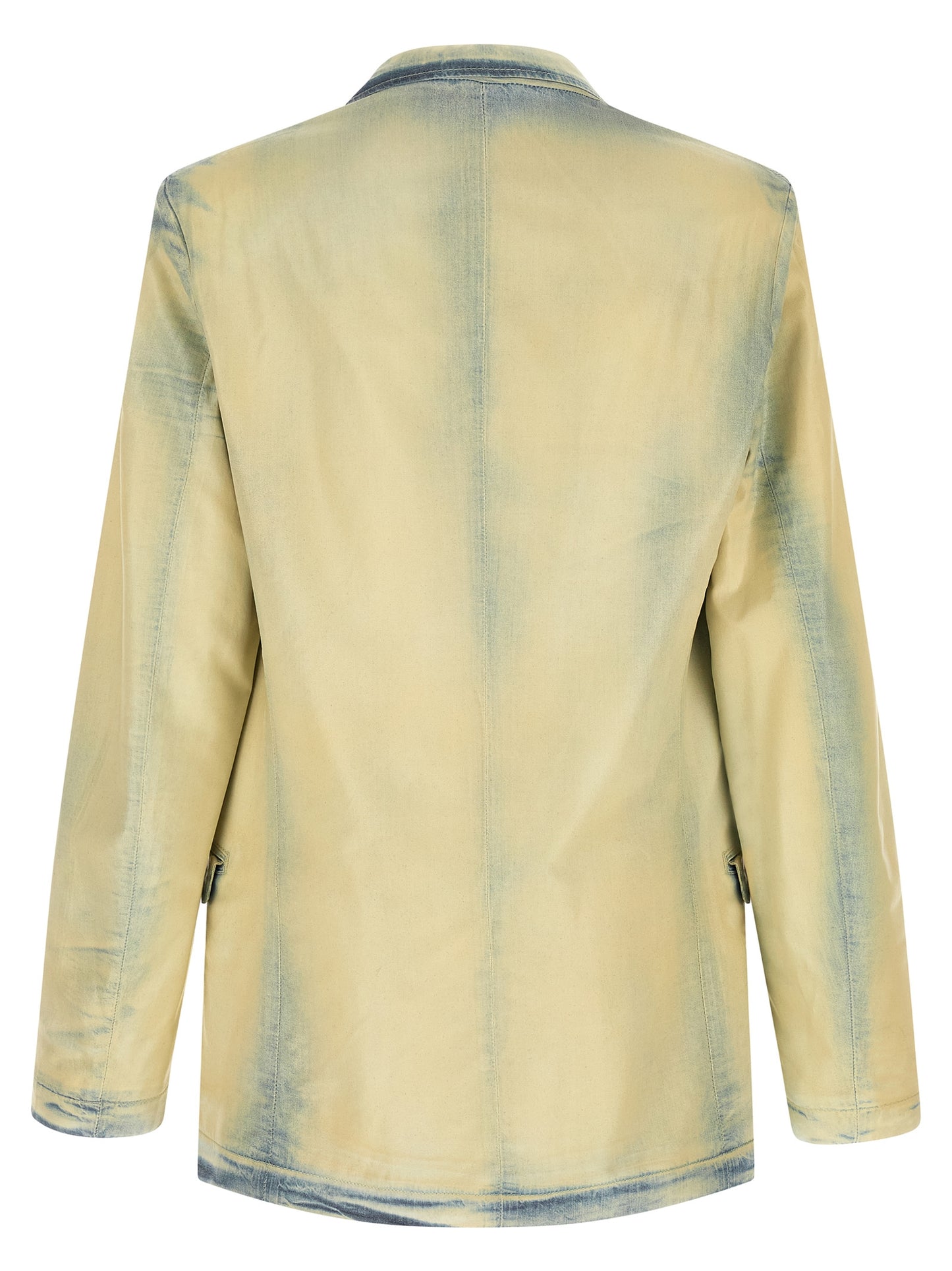 Blazer by Diesel for men in lyocell denim gradient & beige showcases a discerning silhouette, elegantly detailed with a sophisticated and premium for a truly discerning finish.