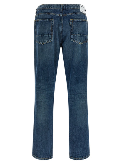 Jeans by Department 5 for men in denim cotton blue & signature presents a refined pantology silhouette, artfully defined by a refined pantology straight-leg & regular-fit, long, and a sophisticated .