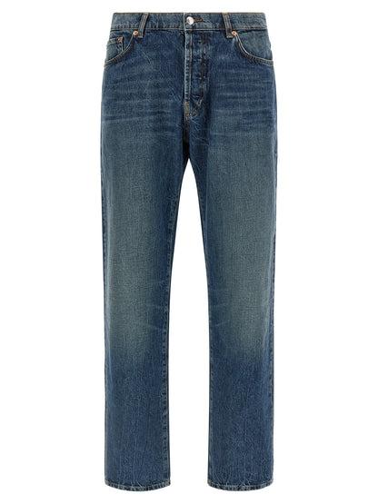 Jeans by Department 5 for men in denim cotton blue features a polished silhouette with a polished straight-leg, reaching a polished long and finished with a polished .