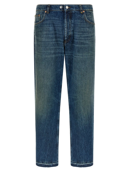 Jeans by Department 5 for men in denim cotton blue features an refined tailoring silhouette, showcasing a premium straight-leg, wide & cropped with a and cropped cut for a refined tailoring look.