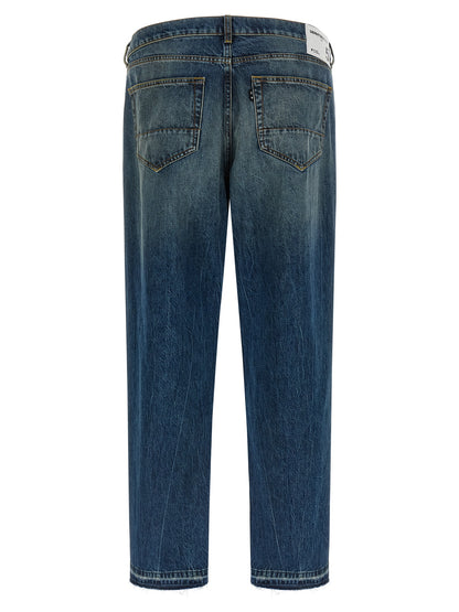 Jeans by Department 5 for men in denim cotton blue features an sartorial straight-leg, wide & cropped and cropped with a cut for a sartorial finish.