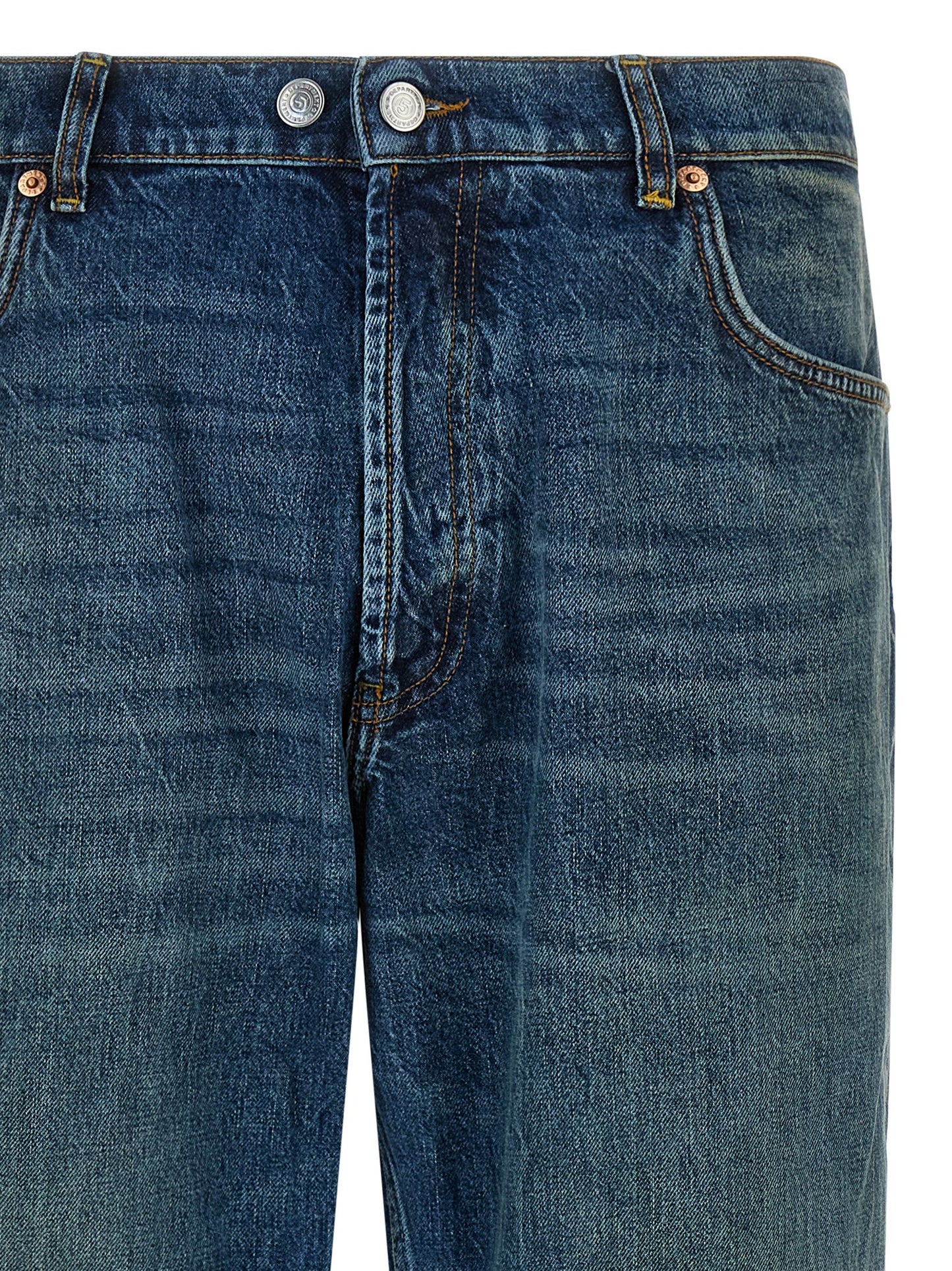 Jeans by Department 5 for men in denim cotton blue presents a refined pantology silhouette, artfully defined by a refined pantology straight-leg, wide & cropped, cropped, and a sophisticated .