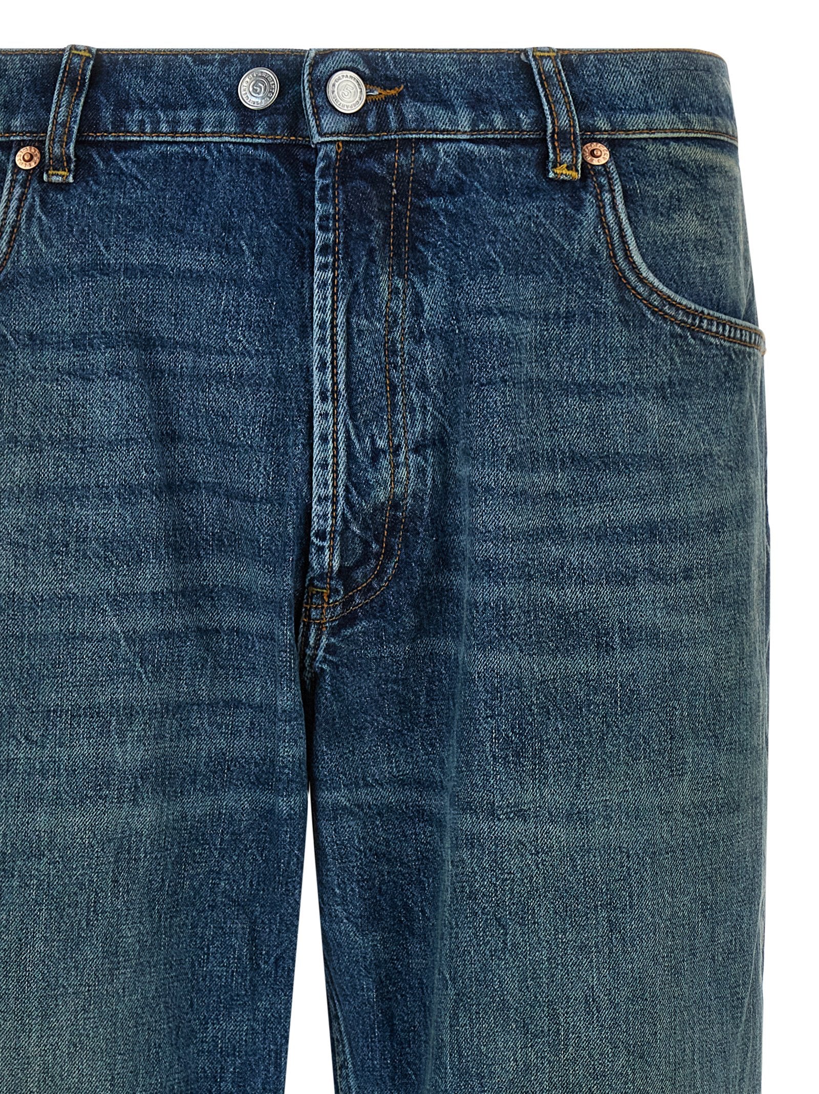 Jeans by Department 5 for men in denim cotton blue presents a refined pantology silhouette, artfully defined by a refined pantology straight-leg, wide & cropped, cropped, and a sophisticated .