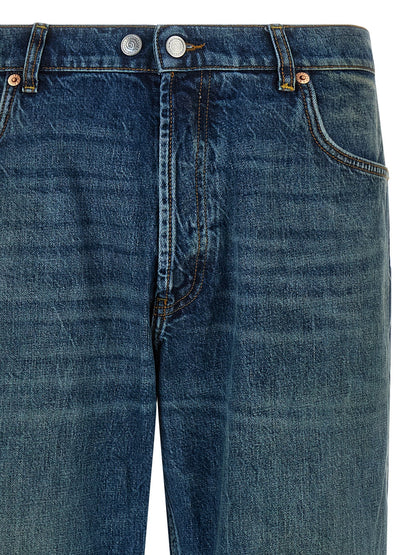 Jeans by Department 5 for men in denim cotton blue presents a refined pantology silhouette, artfully defined by a refined pantology straight-leg, wide & cropped, cropped, and a sophisticated .