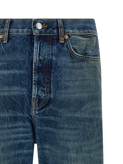 Jeans by Department 5 for men in denim cotton blue features a polished silhouette with a polished straight-leg, reaching a polished long and finished with a polished .