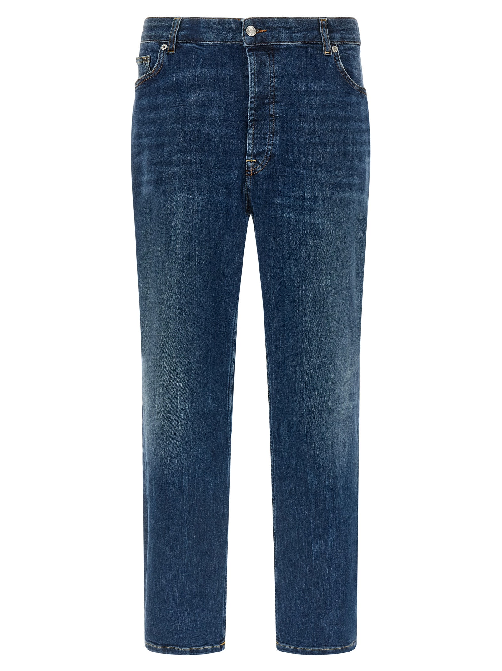 Jeans by Department 5 for men in stretch denim cotton polyester blue & patterned features an refined tailoring silhouette, showcasing a premium cropped with a mid rise and cropped cut for a refined tailoring look.