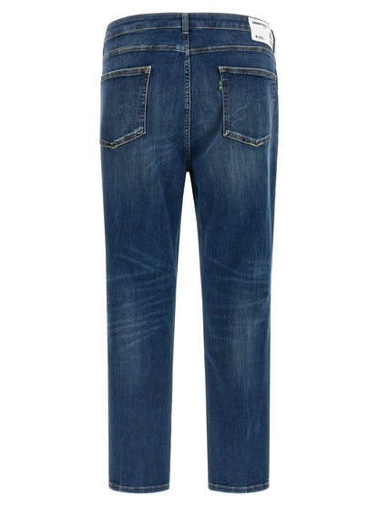Jeans by Department 5 for men in stretch denim cotton polyester blue & patterned features an sartorial cropped and cropped with a mid rise cut for a sartorial finish.