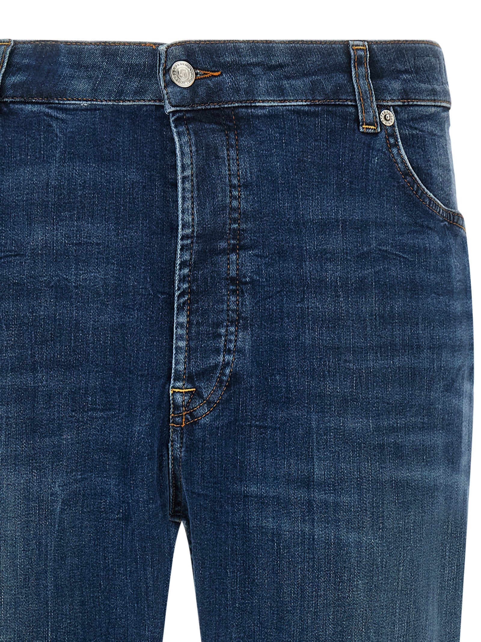 Jeans by Department 5 for men in stretch denim cotton polyester blue & patterned features an sophisticated mid rise and cropped with a precise cropped, creating a sophisticated and sophisticated silhouette.
