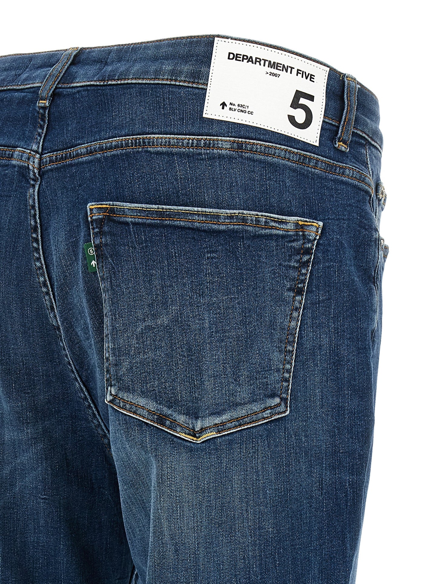Jeans by Department 5 for men in stretch denim cotton polyester blue & patterned features a polished silhouette with a polished cropped, reaching a polished cropped and finished with a polished mid rise.