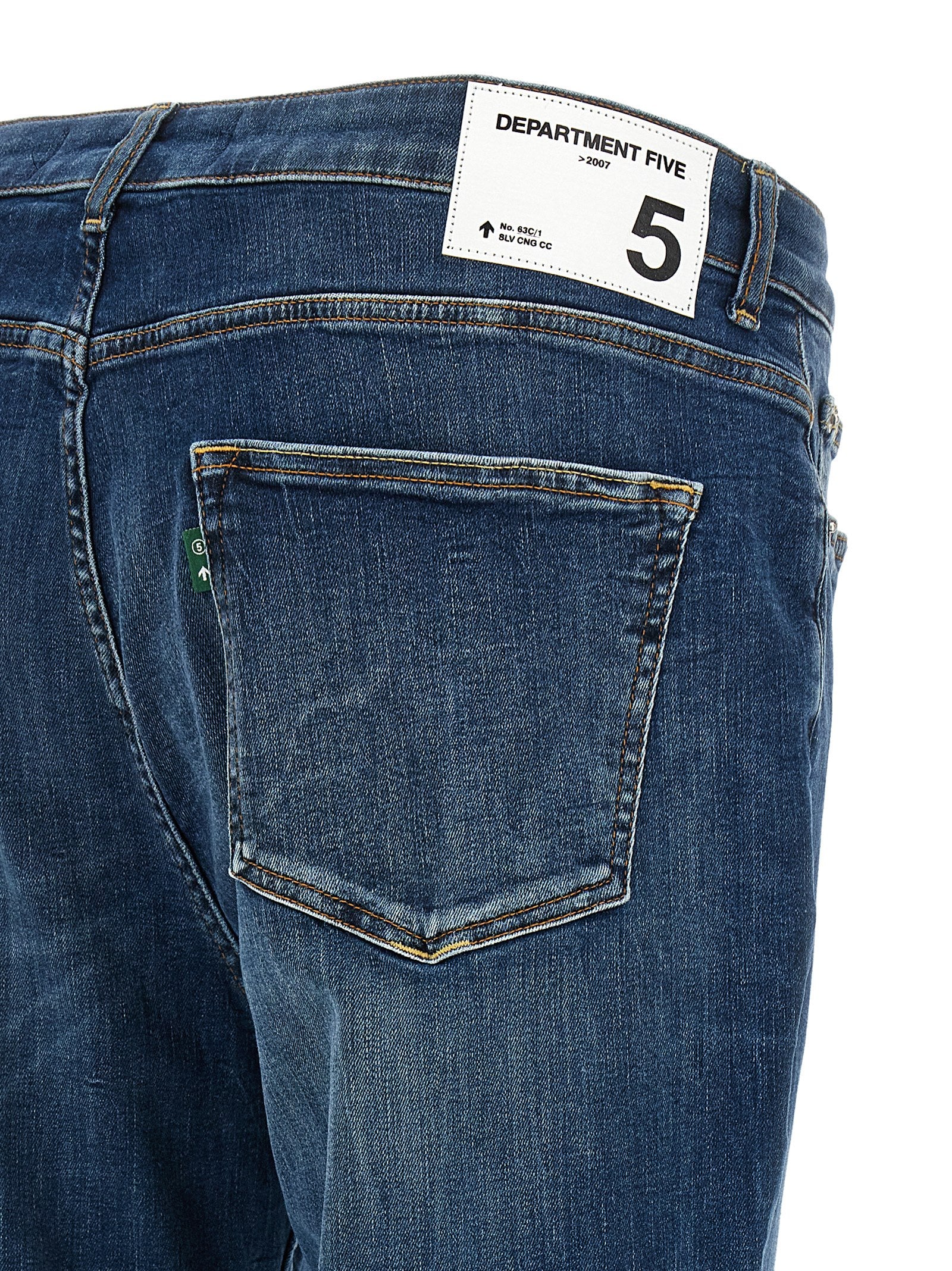 Jeans by Department 5 for men in stretch denim cotton polyester blue & patterned features a polished silhouette with a polished cropped, reaching a polished cropped and finished with a polished mid rise.