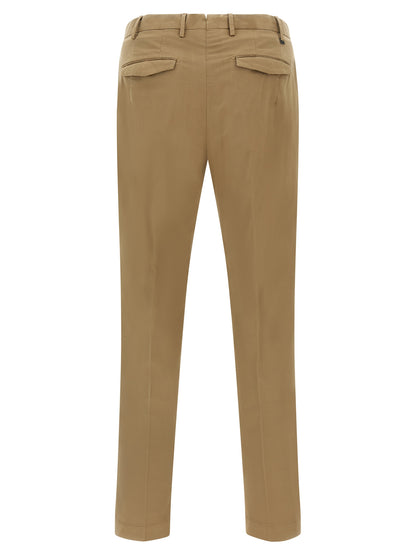 Trousers by PT Torino for men in stretch cotton brown features an sartorial silhouette, showcasing a precise and long with a sartorial mid rise for a refined look.