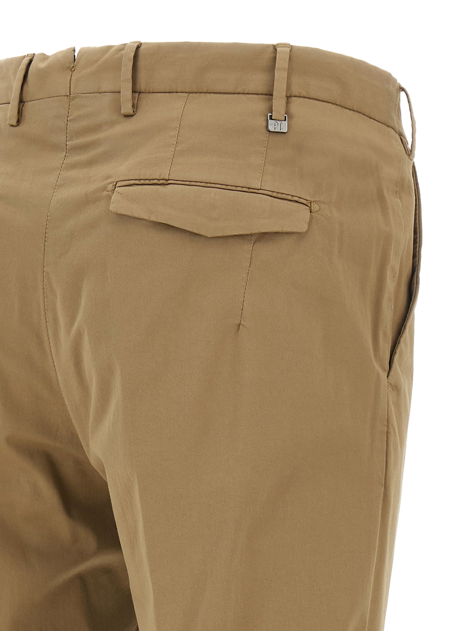 Trousers by PT Torino for men in stretch cotton brown features an on trend silhouette, showcasing a sophisticated with a long and mid rise for an on trend finish.