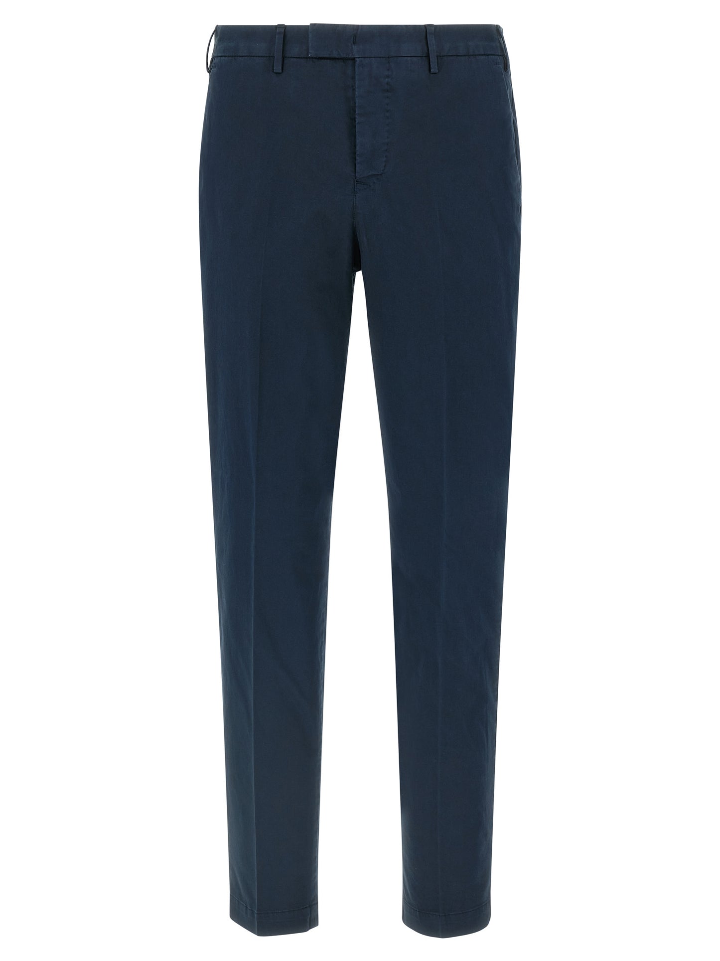 Casual Pants by PT Torino for men in stretch cotton blue features an refined tailoring silhouette, showcasing a premium with a mid rise and long cut for a refined tailoring look.