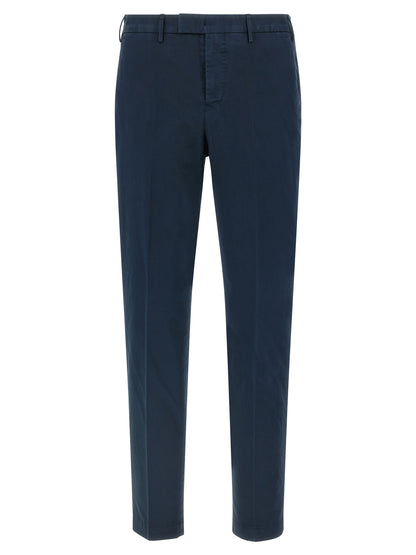Casual Pants by PT Torino for men in stretch cotton blue features an refined tailoring silhouette, showcasing a premium with a mid rise and long cut for a refined tailoring look.