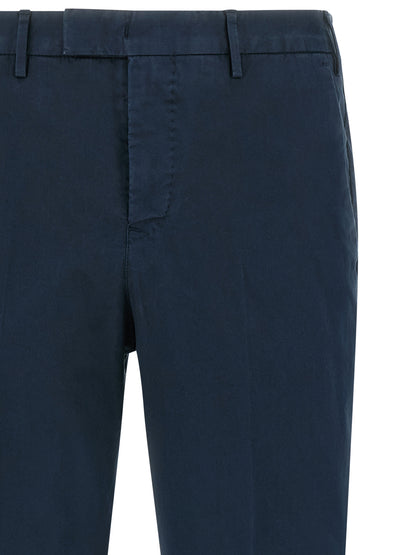 Casual Pants by PT Torino for men in stretch cotton blue features an sophisticated mid rise and with a precise long, creating a sophisticated and sophisticated silhouette.