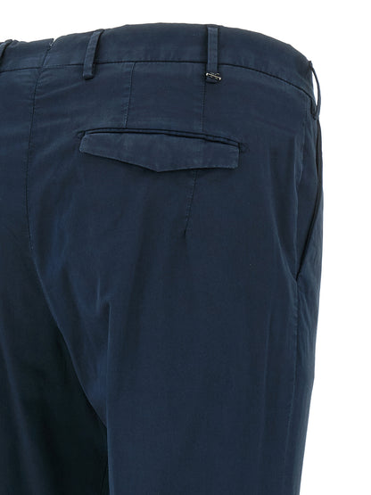 Casual Pants by PT Torino for men in stretch cotton blue features an sartorial and long with a mid rise cut for a sartorial finish.