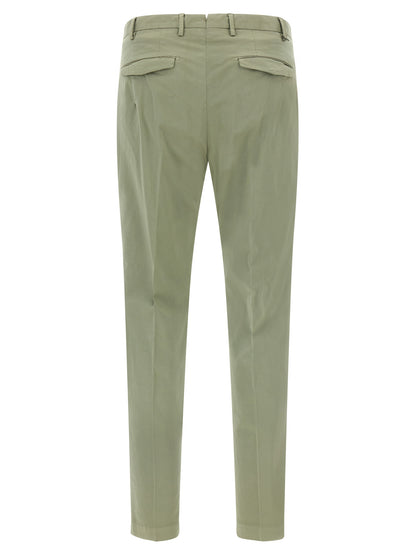 Trousers by PT Torino for men in stretch cotton bicolour & green features an on trend silhouette, showcasing a sophisticated with a long and mid rise for an on trend finish.