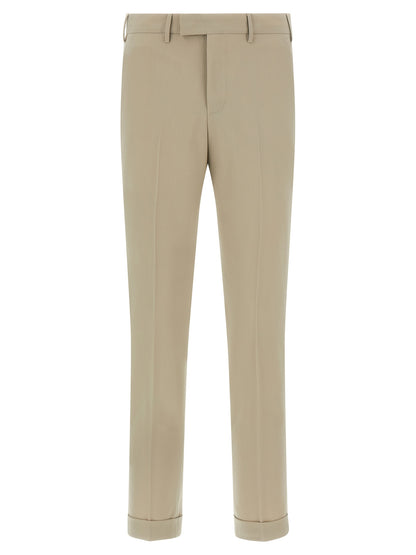 Trousers by PT Torino for men in virgin wool beige presents a smart silhouette, meticulously detailed with a smart , a smart long, and a smart mid rise.