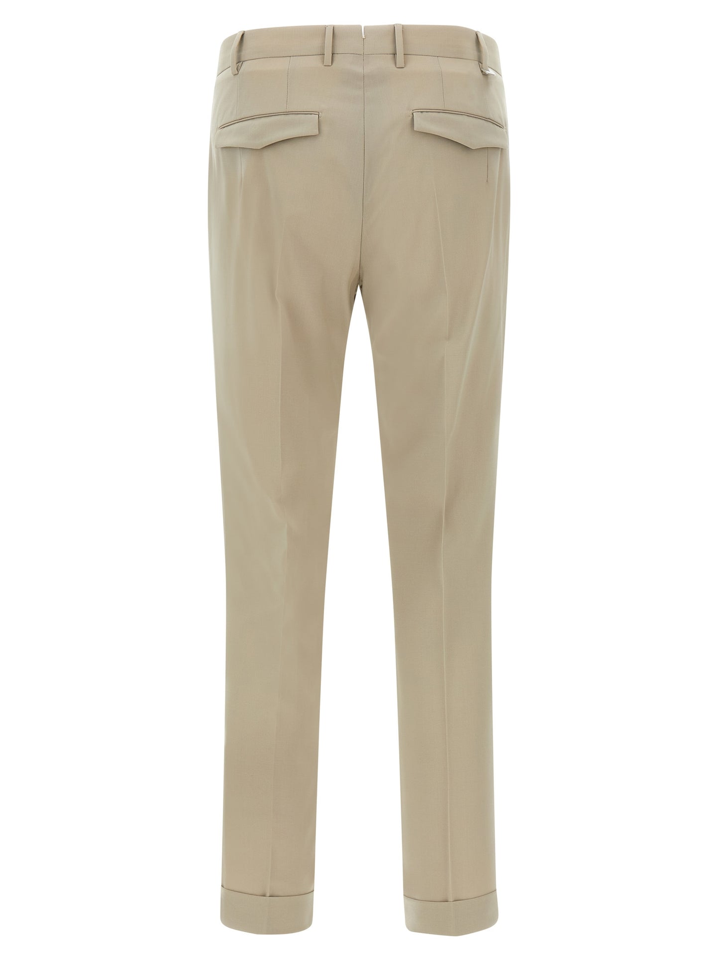 Trousers by PT Torino for men in virgin wool beige presents a perennial silhouette, meticulously tailored with a cut, long finish, and an elegant mid rise.