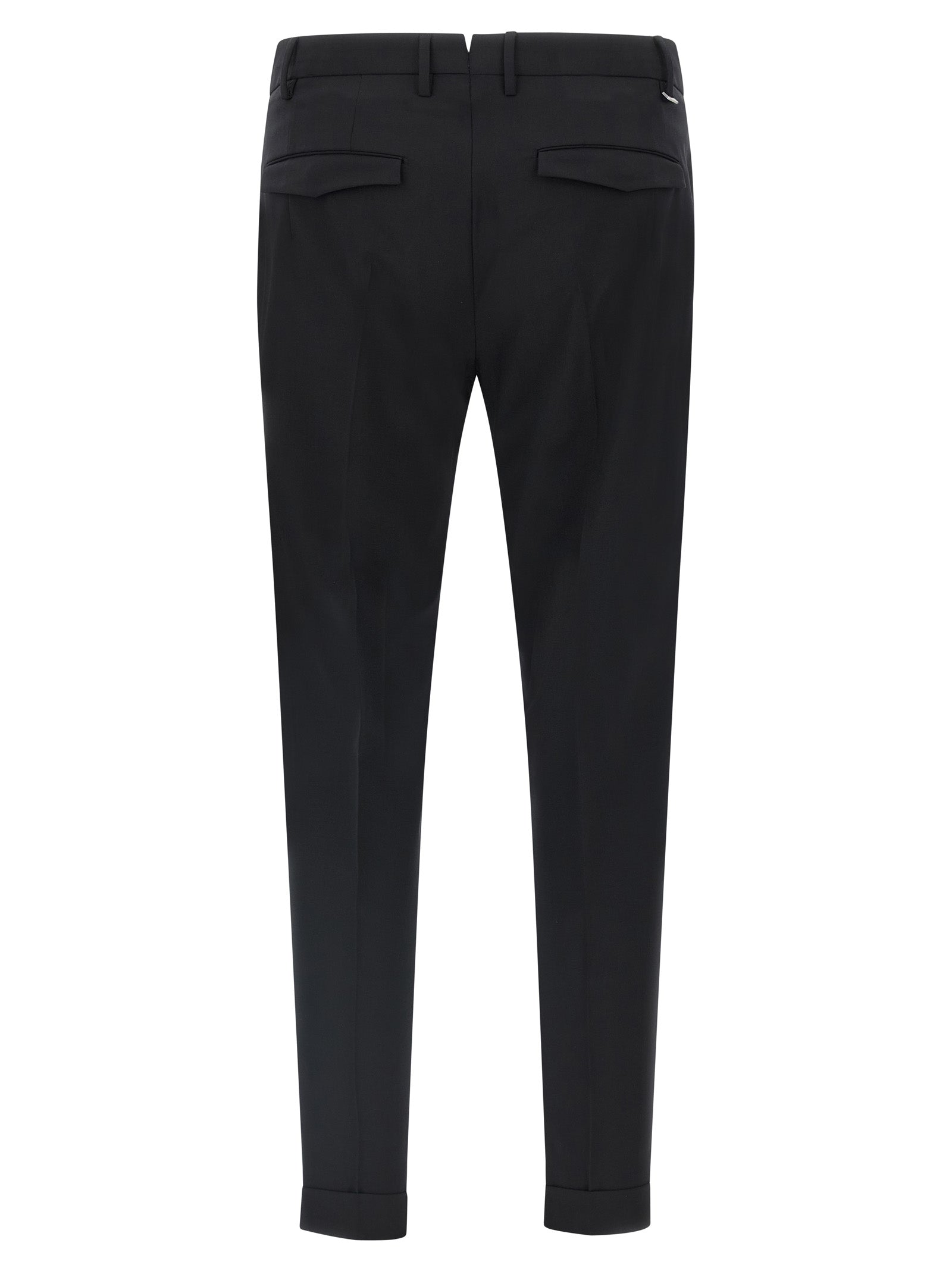 Trousers by PT Torino for men in virgin wool black features a tailored silhouette with a tailored , defined by its long and a sophisticated mid rise.