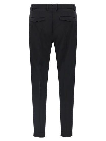 Trousers by PT Torino for men in virgin wool black features a tailored silhouette with a tailored , defined by its long and a sophisticated mid rise.