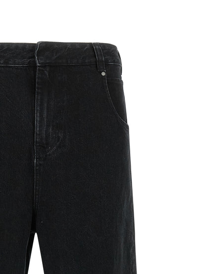 Jeans by Entire Studios for men in denim cotton black & signature presents a refined pantology silhouette, artfully defined by a refined pantology straight-leg & wide, long, and a sophisticated .
