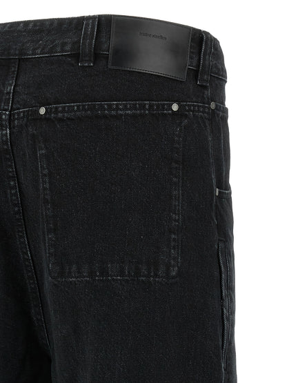 Jeans by Entire Studios for men in denim cotton black & signature features an refined tailoring silhouette, showcasing a premium straight-leg & wide with a and long cut for a refined tailoring look.