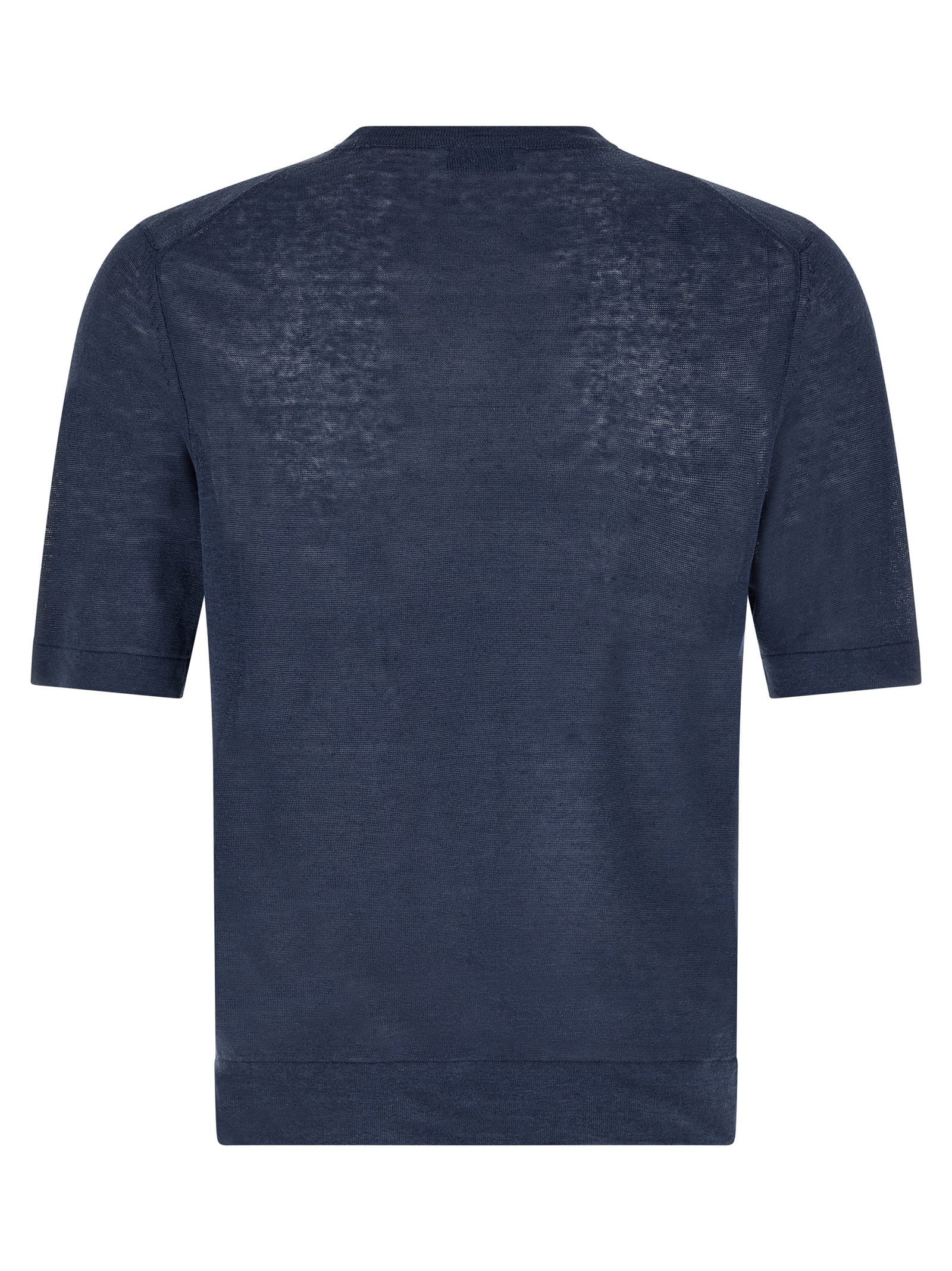 T-Shirt by Ballantyne for men in linen & cotton blue, patterned, argyle & jacquard features an on trend silhouette, perfectly showcasing a on trend and crew neckline for an elevated aesthetic.