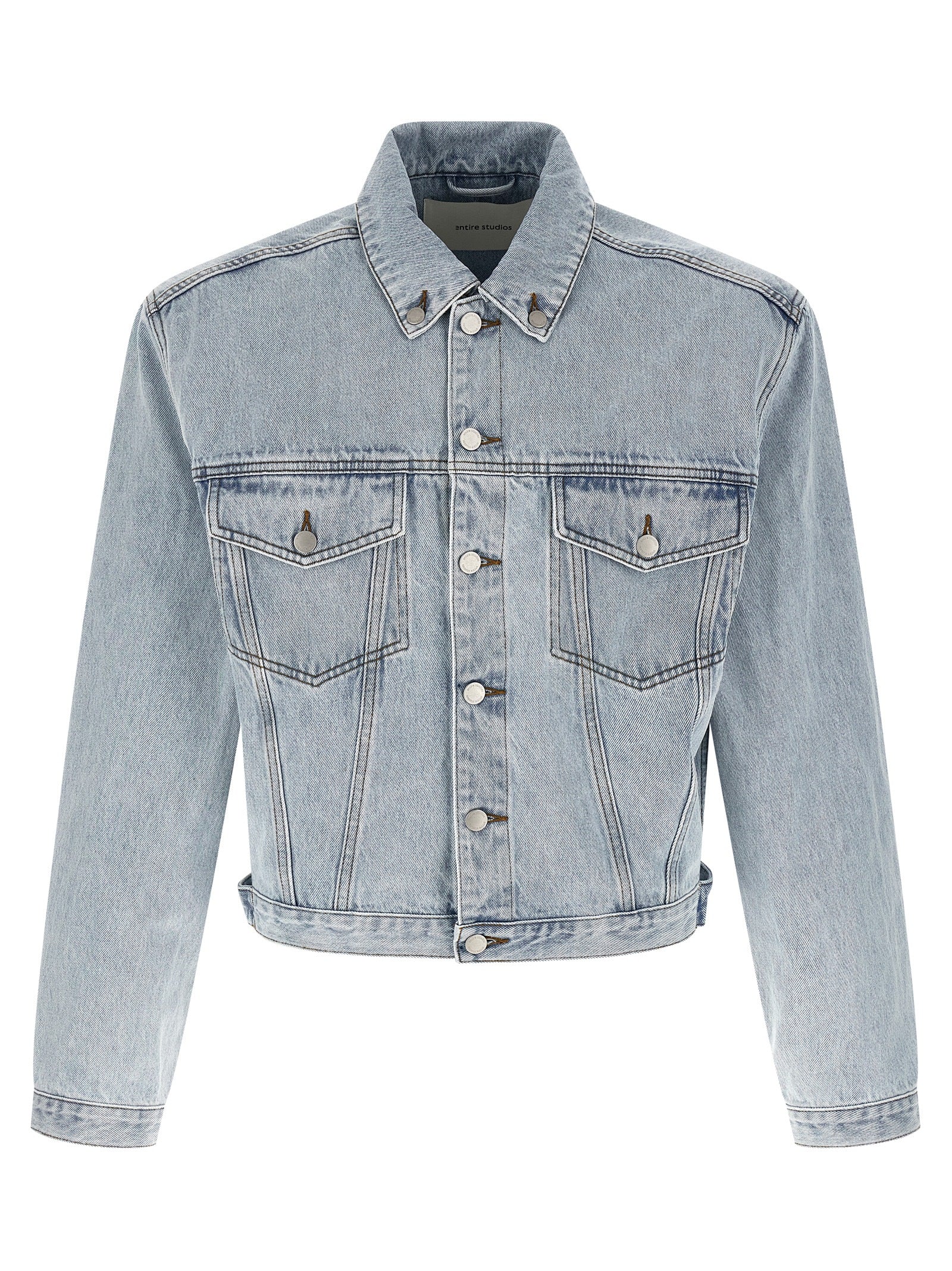 Trucker Jacket by Entire Studios for men in denim cotton light-blue presents a effortlessly chic silhouette, showcasing a sophisticated shirt-collar neckline and premium insulated for a truly effortlessly chic finish.