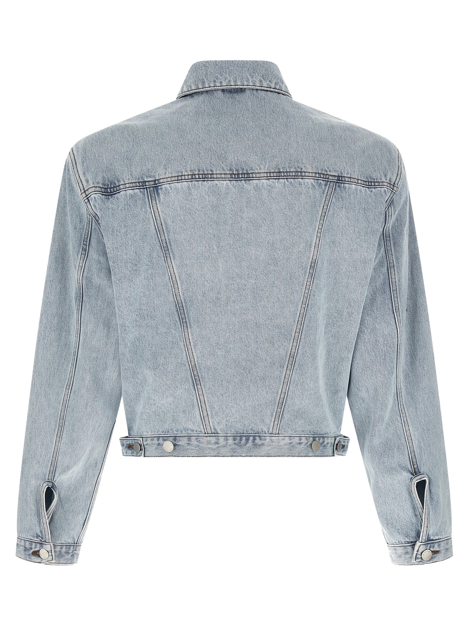 Trucker Jacket by Entire Studios for men in denim cotton light-blue features a city-ready silhouette, detailed with insulated and a city-ready shirt-collar neckline.