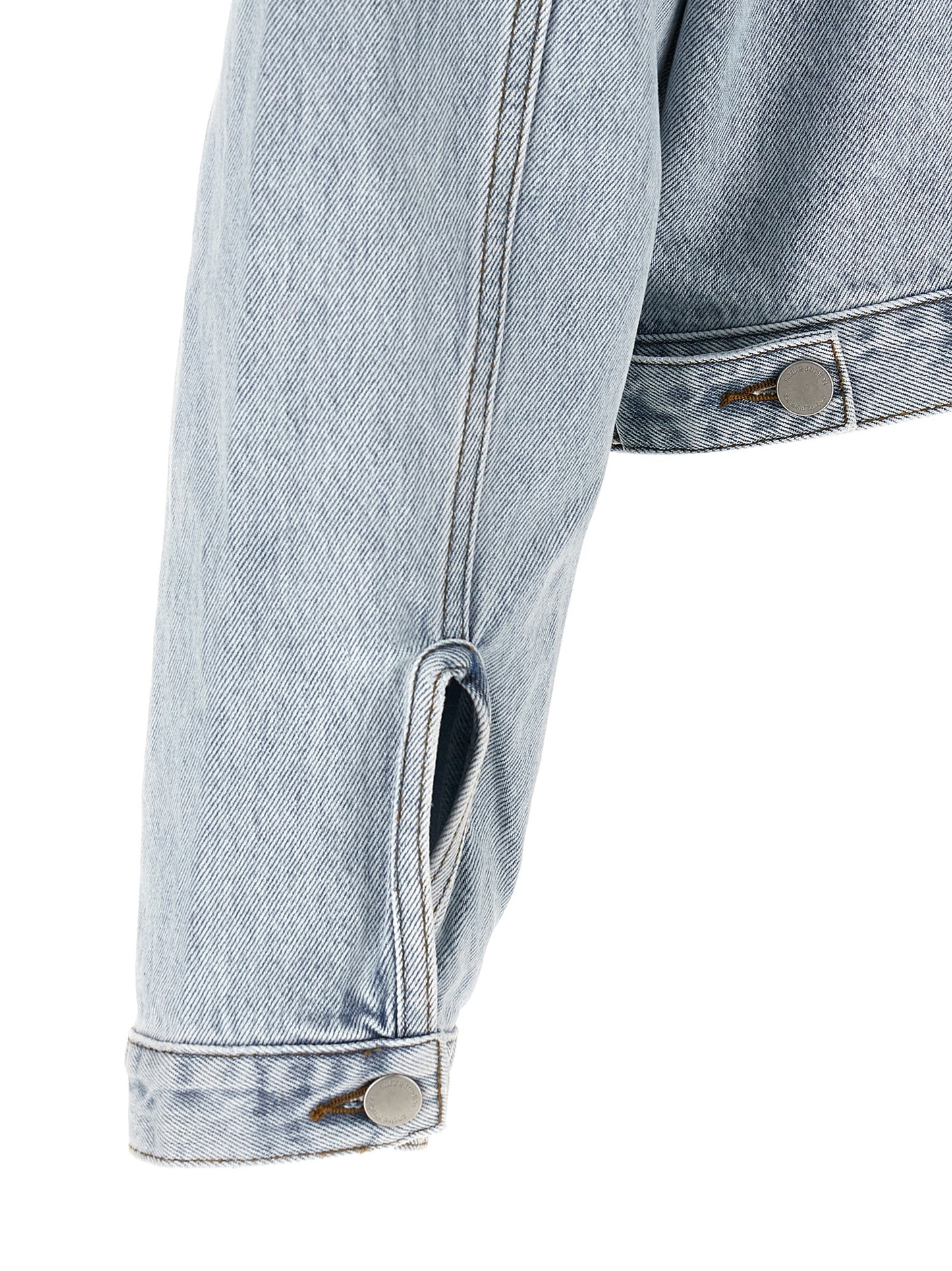 Trucker Jacket by Entire Studios for men in denim cotton light-blue showcases a bohemian silhouette, artfully detailed with a bohemian and signature insulated for a truly bohemian finish.