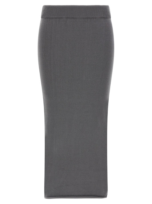 Skirt by Entire Studios for women in cotton gray features a sublime silhouette, showcasing the sublime design of the Women's Tailored Cotton Midi Skirt in a sophisticated midi.