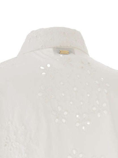 Blouse by Herno for women in cotton polyester pearl, white & patterned showcases a sleek silhouette, elegantly detailed with a sleek and for a sleek finish.