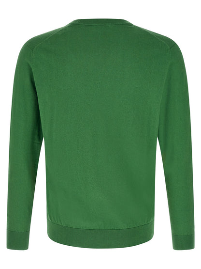 Cardigan by Ballantyne for men in plush cotton & cashmere bicolour, green, patterned, argyle & jacquard presents a textural silhouette, artfully finished with a textural v-neck neckline and for a sophisticated, textural look.