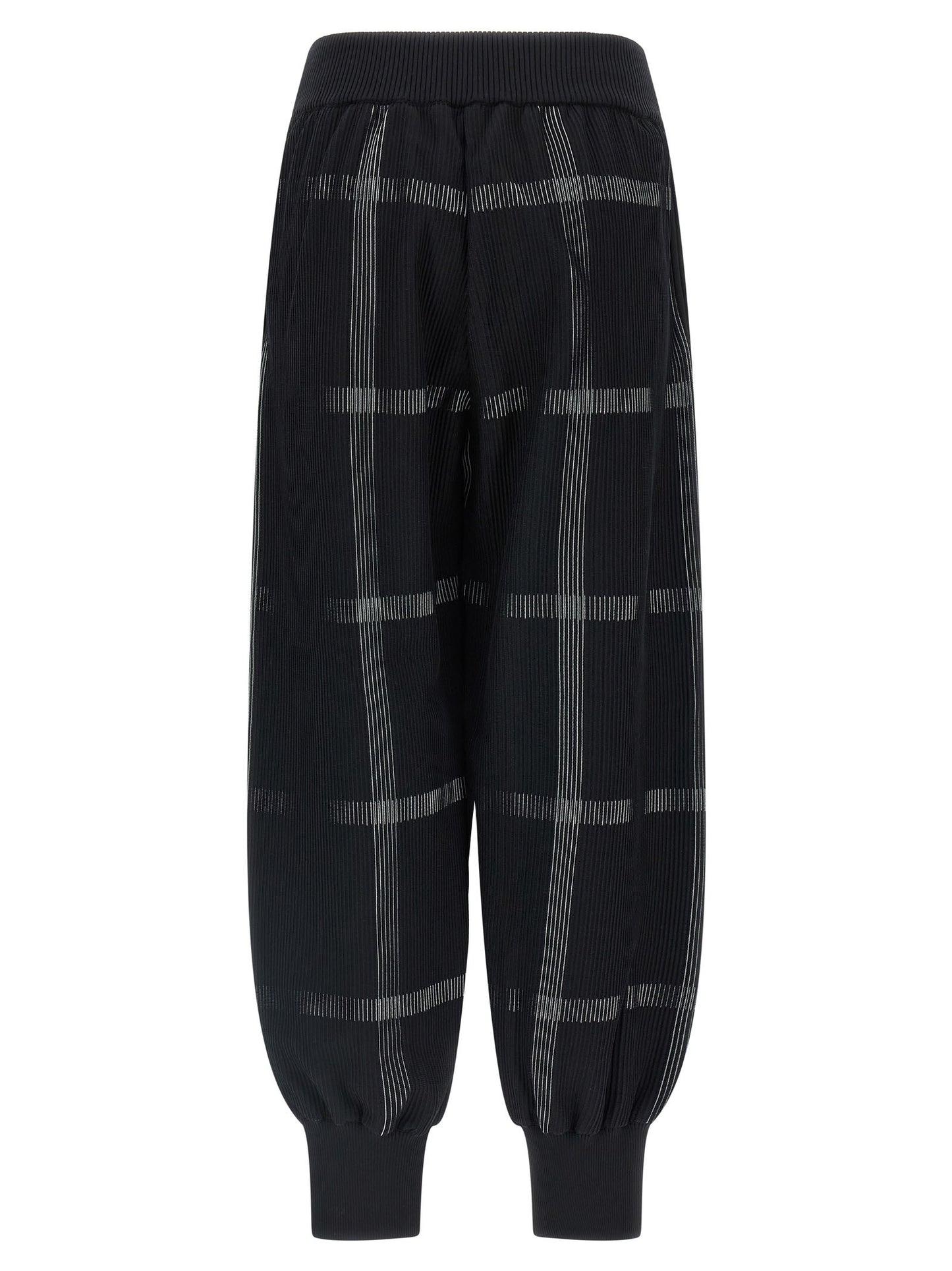Casual Pants by PLEATS PLEASE ISSEY MIYAKE for women in polyester & nylon black & patterned features an refined tailoring silhouette, showcasing a premium wide with a and long cut for a refined tailoring look.