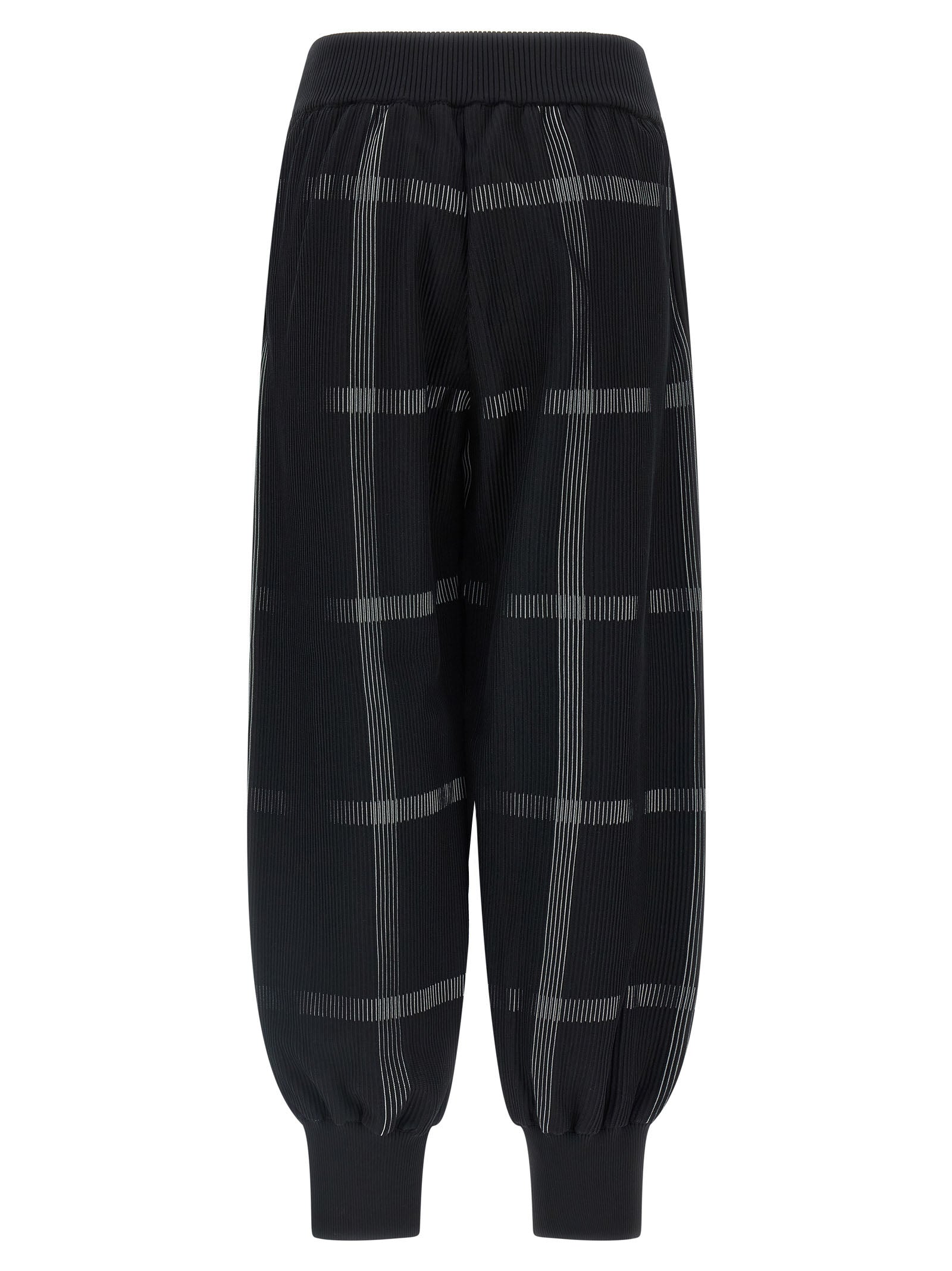 Casual Pants by PLEATS PLEASE ISSEY MIYAKE for women in polyester & nylon black & patterned features an refined tailoring silhouette, showcasing a premium wide with a and long cut for a refined tailoring look.